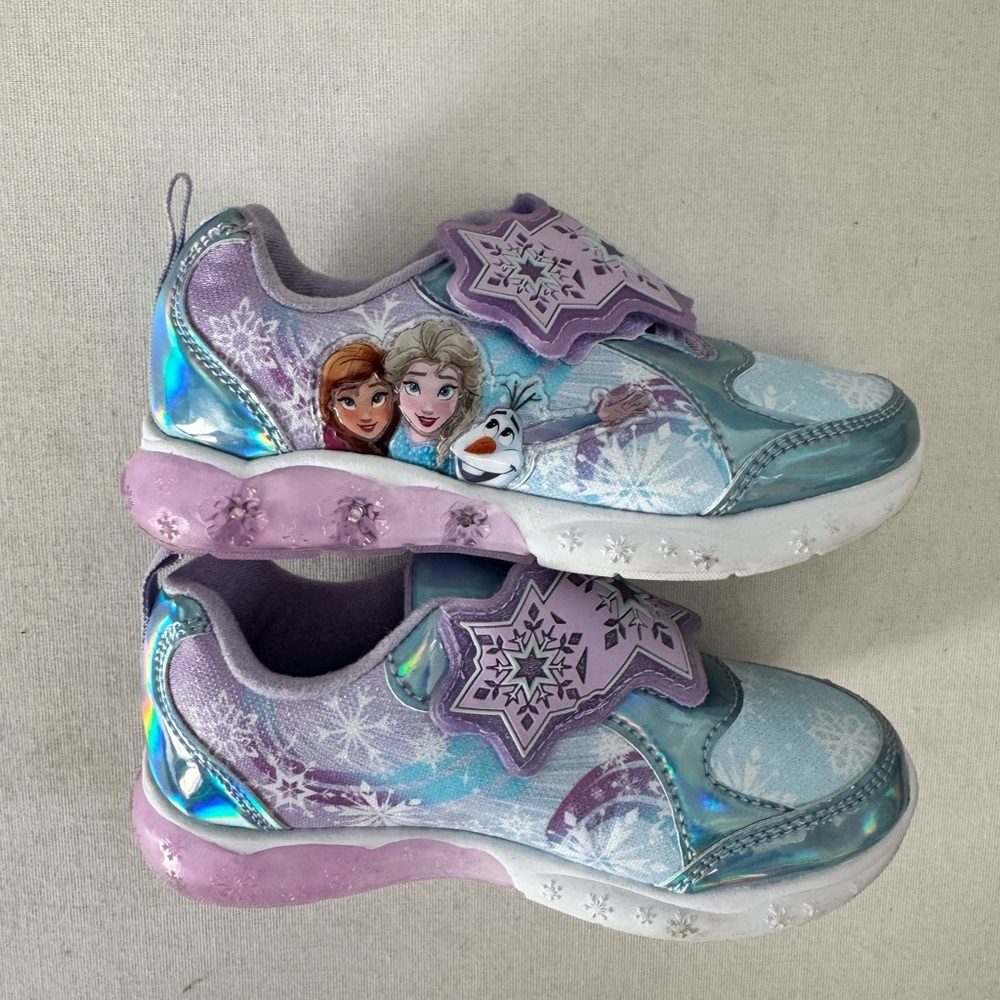 Disney Frozen Light Up Sneakers Toddler Girls S 12 Elsa Anna LED Shoes - Picture 7 of 9